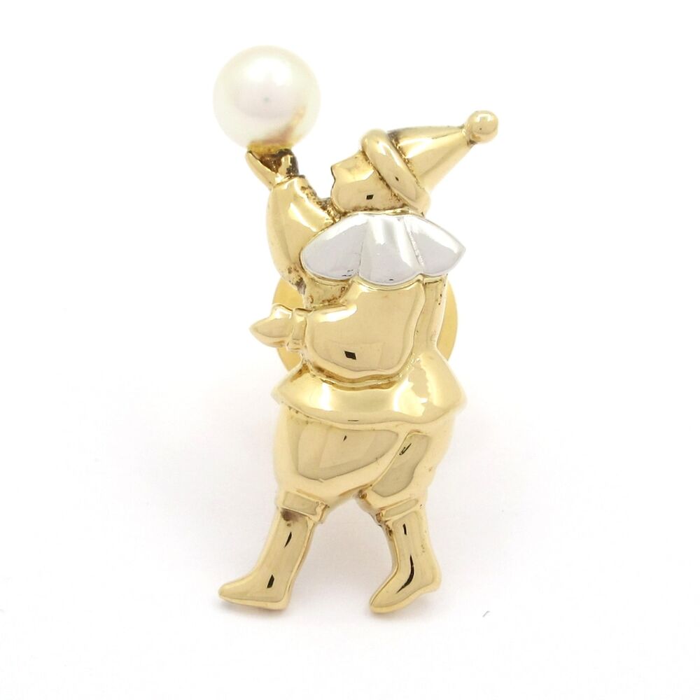 Mikimoto Brooch 18K Yellow Gold Pt950 Cream Pearl